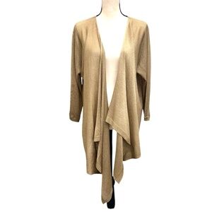DKNY GOLD KNIT OPEN WATERFALL FRONT CARDIGAN